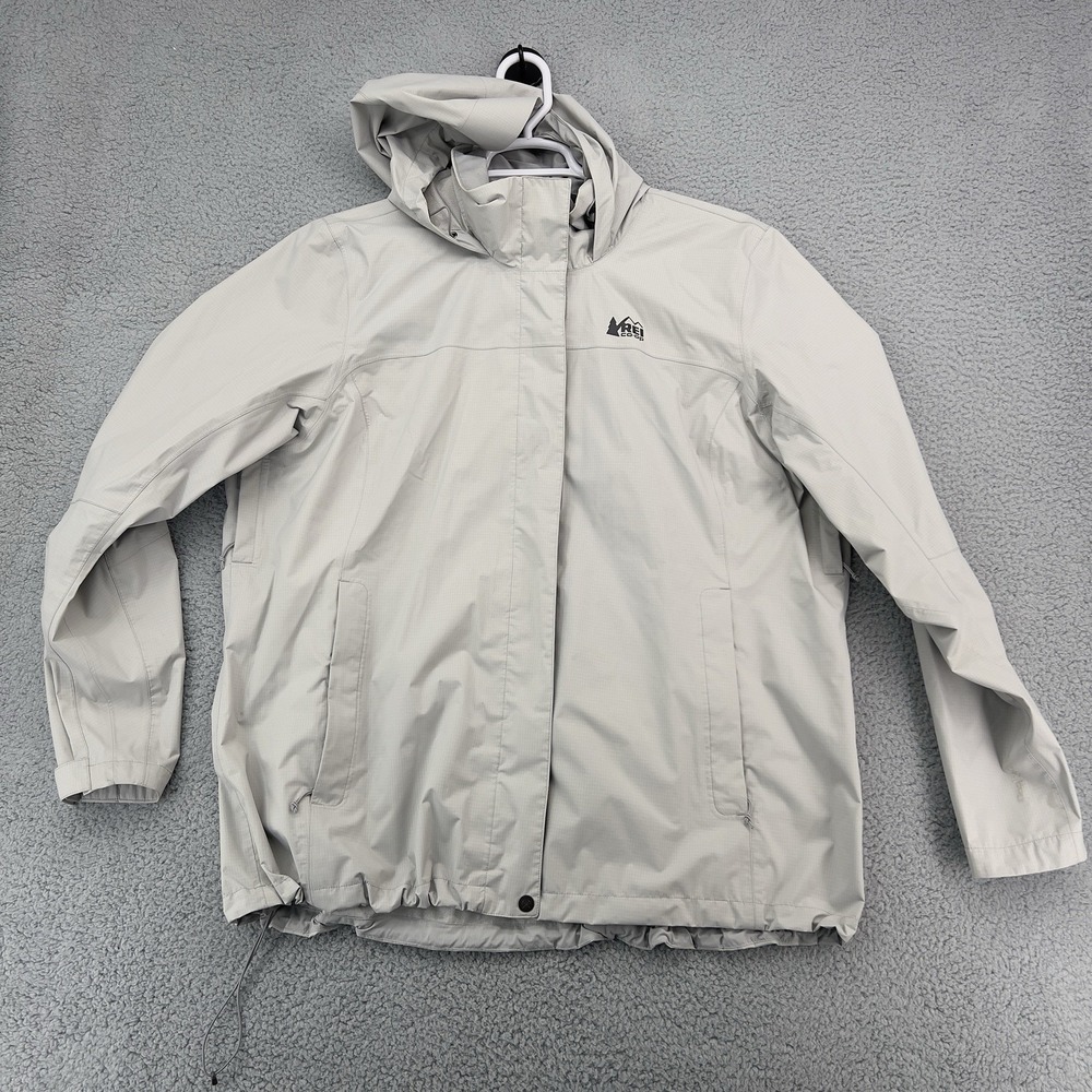 Title: REI Co-op Rain Jacket Women's 2XL Gray Hooded Waterproof Packable Outdoor